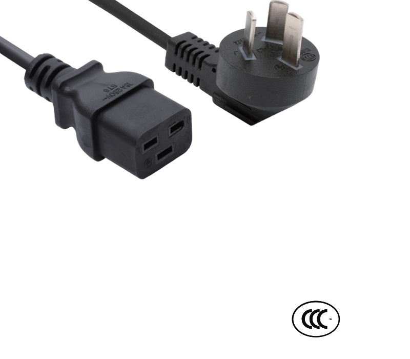 C3-16+ST6 16A 250V kínai szabványos nagyáramú 90 fokos könyökdugó C19 IEC csatlakozóval